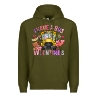 Army Green i have a bus full of valentines Premium Hoodie - CowhideDigitalArt