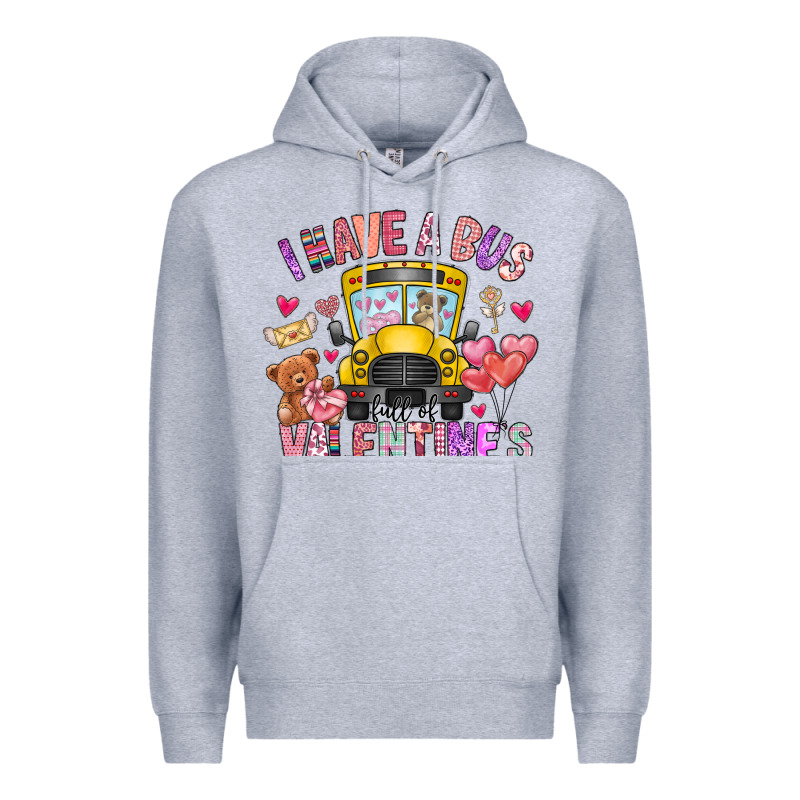 I Have A Bus Full Of Valentines Premium Hoodie by CowhideDigitalArt | Teevron