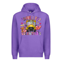 Purple i have a bus full of valentines Premium Hoodie - CowhideDigitalArt