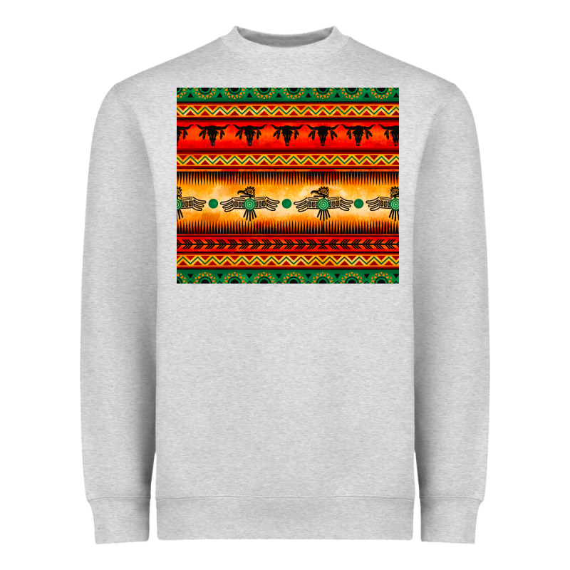 Thunderbird Bullskull Aztec Pattern Heavyweight Sweatshirt by BarkalooDesign | Teevron