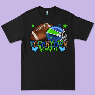 Touchdown Season American Football Green And Blue Premium Tee Designed By Howdyjamesfarm