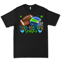 Black Touchdown season American football green and blue Premium Tee - HowdyJamesFarm