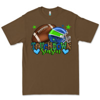 Cacao Touchdown season American football green and blue Premium Tee - HowdyJamesFarm