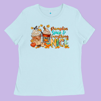 Pumpkin Spice And Everything Nice Ladies Tee Designed By Cowgirlartshop