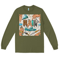 Army Green hail hustler and nail art hands with glitter polish seamless pattern b Long Sleeve Tee - BundleAndBundleShop