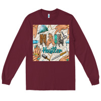 Burgundy hail hustler and nail art hands with glitter polish seamless pattern b Long Sleeve Tee - BundleAndBundleShop