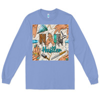 Colony Blue hail hustler and nail art hands with glitter polish seamless pattern b Long Sleeve Tee - BundleAndBundleShop