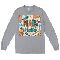 Heather Grey hail hustler and nail art hands with glitter polish seamless pattern b Long Sleeve Tee - BundleAndBundleShop