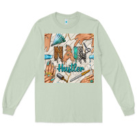 Matcha hail hustler and nail art hands with glitter polish seamless pattern b Long Sleeve Tee - BundleAndBundleShop