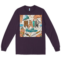Plum hail hustler and nail art hands with glitter polish seamless pattern b Long Sleeve Tee - BundleAndBundleShop
