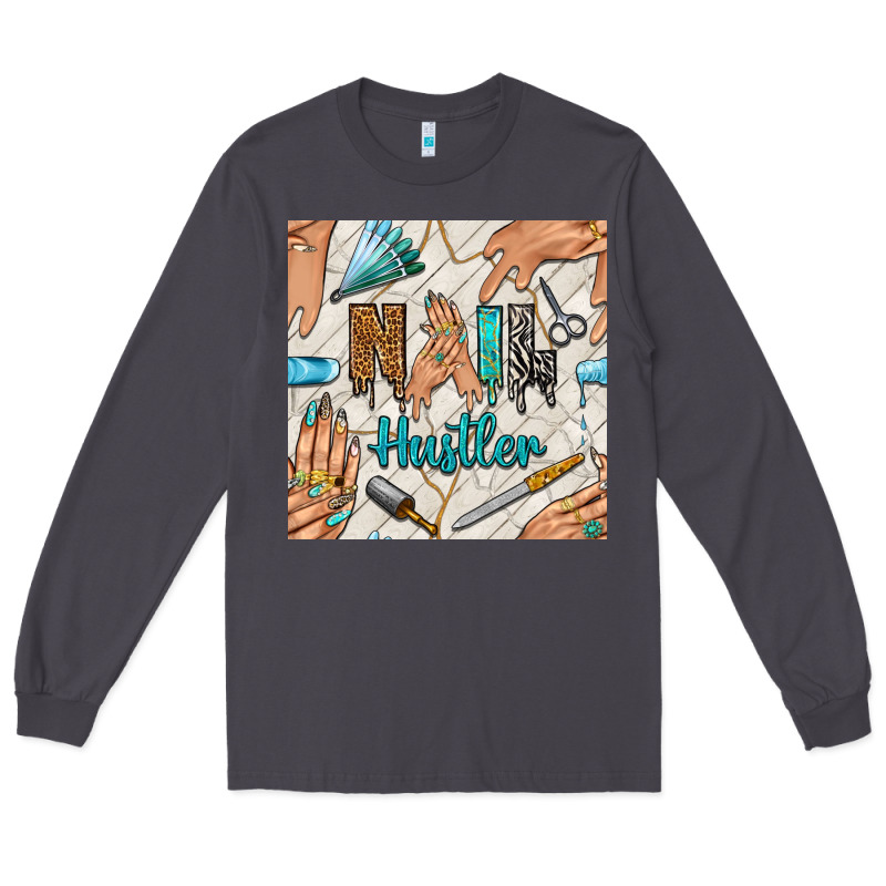 Hail Hustler And Nail Art Hands With Glitter Polish Seamless Pattern B Long Sleeve Tee by BundleAndBundleShop | Teevron