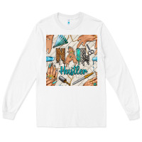 White hail hustler and nail art hands with glitter polish seamless pattern b Long Sleeve Tee - BundleAndBundleShop
