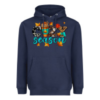 Navy cozy season with coffee cup Heavyweight Hoodie - AdoDesignShop