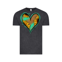 Vintage Black Sunflower Heart Vintage Tee - Jasminsmagicworld
