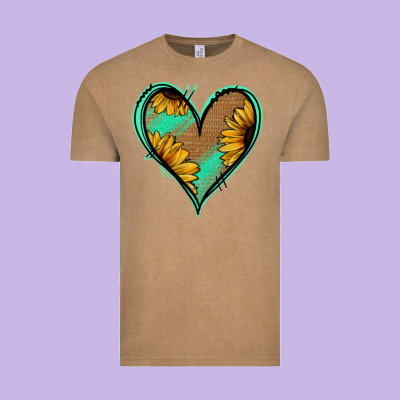 Sunflower Heart Vintage Tee Designed By Jasminsmagicworld