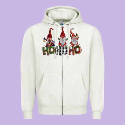 Ho Ho. Ho Gnomes Zipper Hoodie Designed By Barkaloodesign