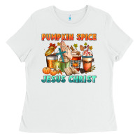 White pumpkin spice and jesus christ Ladies Tee - CowGirlArtShop