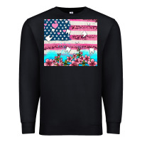 Black american flag and teeth with flowers Premium Sweatshirt - AdoDesignShop