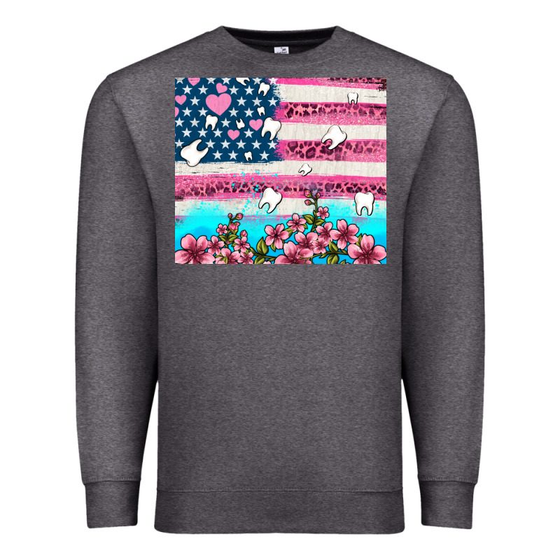 American Flag And Teeth With Flowers Premium Sweatshirt by AdoDesignShop | Teevron