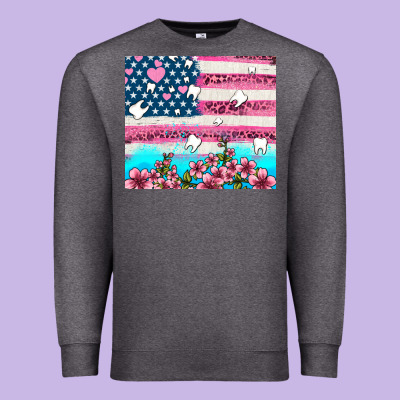 American Flag And Teeth With Flowers Premium Sweatshirt Designed By Adodesignshop