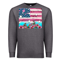 Charcoal Heather american flag and teeth with flowers Premium Sweatshirt - AdoDesignShop