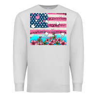 Dove Grey american flag and teeth with flowers Premium Sweatshirt - AdoDesignShop