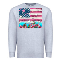 Heather Grey american flag and teeth with flowers Premium Sweatshirt - AdoDesignShop