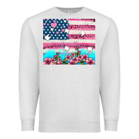 Oatmeal Heather american flag and teeth with flowers Premium Sweatshirt - AdoDesignShop