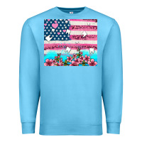 Ocean Blue american flag and teeth with flowers Premium Sweatshirt - AdoDesignShop