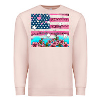 Pale Pink american flag and teeth with flowers Premium Sweatshirt - AdoDesignShop