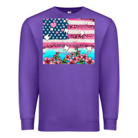 Purple american flag and teeth with flowers Premium Sweatshirt - AdoDesignShop