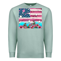 Seafoam american flag and teeth with flowers Premium Sweatshirt - AdoDesignShop