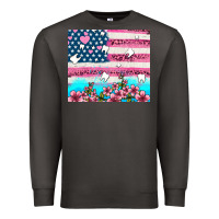 Smoke american flag and teeth with flowers Premium Sweatshirt - AdoDesignShop