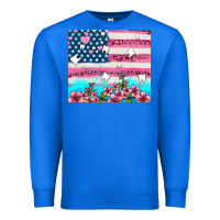 True Royal american flag and teeth with flowers Premium Sweatshirt - AdoDesignShop