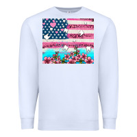 White american flag and teeth with flowers Premium Sweatshirt - AdoDesignShop