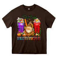 Chocolate Brown hallothanksmas teacher Heavy Core Tee - texasbilliewilder