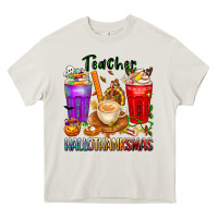 Cream hallothanksmas teacher Heavy Core Tee - texasbilliewilder