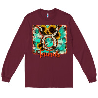 Burgundy taurus turquoise cowhide Long Sleeve Tee - RanaPortraitStore