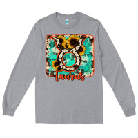Heather Grey taurus turquoise cowhide Long Sleeve Tee - RanaPortraitStore