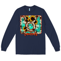 Navy taurus turquoise cowhide Long Sleeve Tee - RanaPortraitStore
