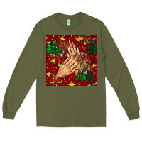 Army Green christmas nails and trees with leopard and plaid seamless pattern bbs Long Sleeve Tee - BundleAndBundleShop