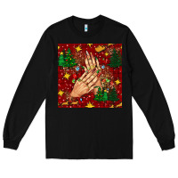 Black christmas nails and trees with leopard and plaid seamless pattern bbs Long Sleeve Tee - BundleAndBundleShop