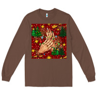 Chestnut christmas nails and trees with leopard and plaid seamless pattern bbs Long Sleeve Tee - BundleAndBundleShop