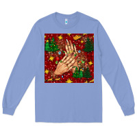 Colony Blue christmas nails and trees with leopard and plaid seamless pattern bbs Long Sleeve Tee - BundleAndBundleShop