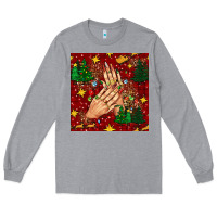 Heather Grey christmas nails and trees with leopard and plaid seamless pattern bbs Long Sleeve Tee - BundleAndBundleShop