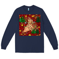 Navy christmas nails and trees with leopard and plaid seamless pattern bbs Long Sleeve Tee - BundleAndBundleShop