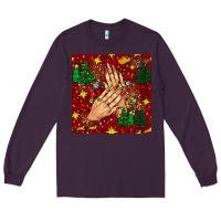 Plum christmas nails and trees with leopard and plaid seamless pattern bbs Long Sleeve Tee - BundleAndBundleShop