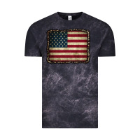 Cloud Black American Flag With Leopard Frame Vintage Tee - CowCowDesign