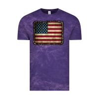 Cloud Purple American Flag With Leopard Frame Vintage Tee - CowCowDesign