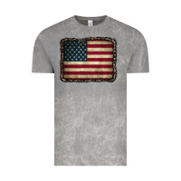 Cloud Rock American Flag With Leopard Frame Vintage Tee - CowCowDesign